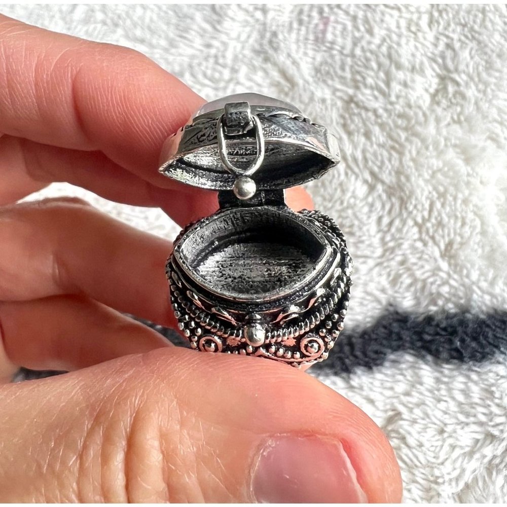 925 Rainbow Flash Moonstone POISON Ring 10 - Picture 13 of 13